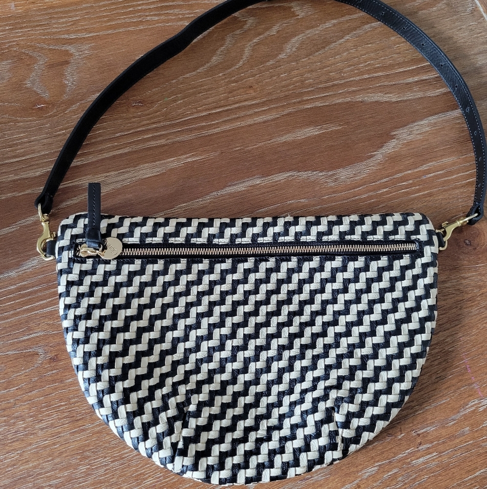 Clare V Zig Zag Black and Cream Grande Fanny